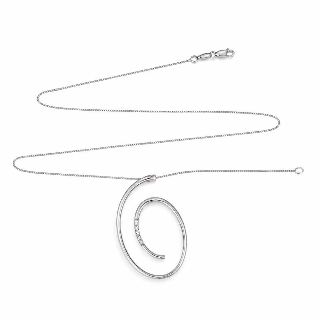 Collana con ciondolo - 18 carati Oro bianco - 0.05ct. tw. Diamante (Naturale)