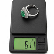 Anello - 18 carati Oro bianco - 3.70ct. tw. Smeraldo - Diamante