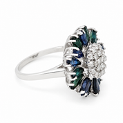 Anello - 18 carati Oro bianco - 2.685ct. tw. Zaffiro - Diamante - Made in Italy - Handmade