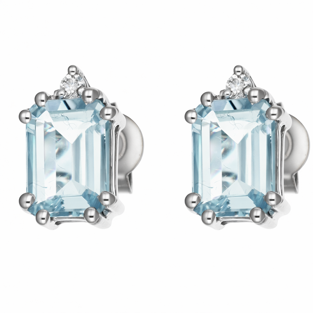 Orecchini - 18 carati Oro bianco - 1.64ct. tw. Acquamarina - Diamante