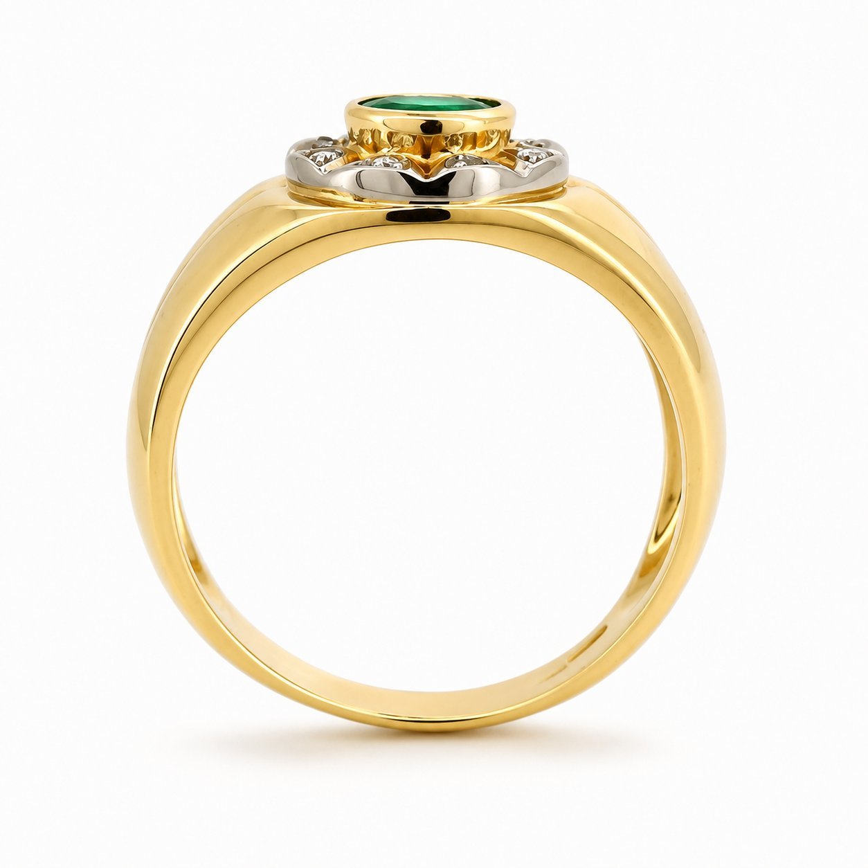 Anello - 18 carati Oro giallo, Oro bianco - 0.62ct. tw. Smeraldo - Diamante