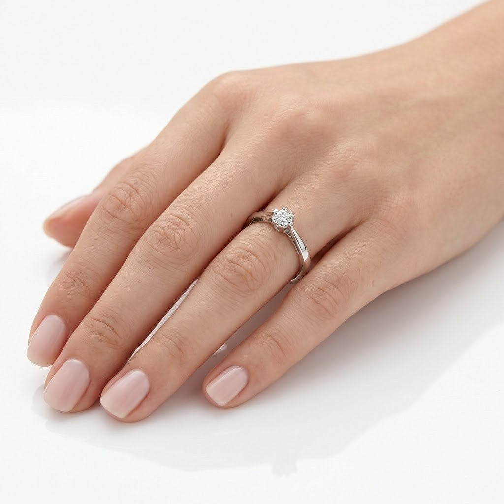 Anello - 18 carati Oro bianco - 0.03ct. tw. Diamante (Naturale)