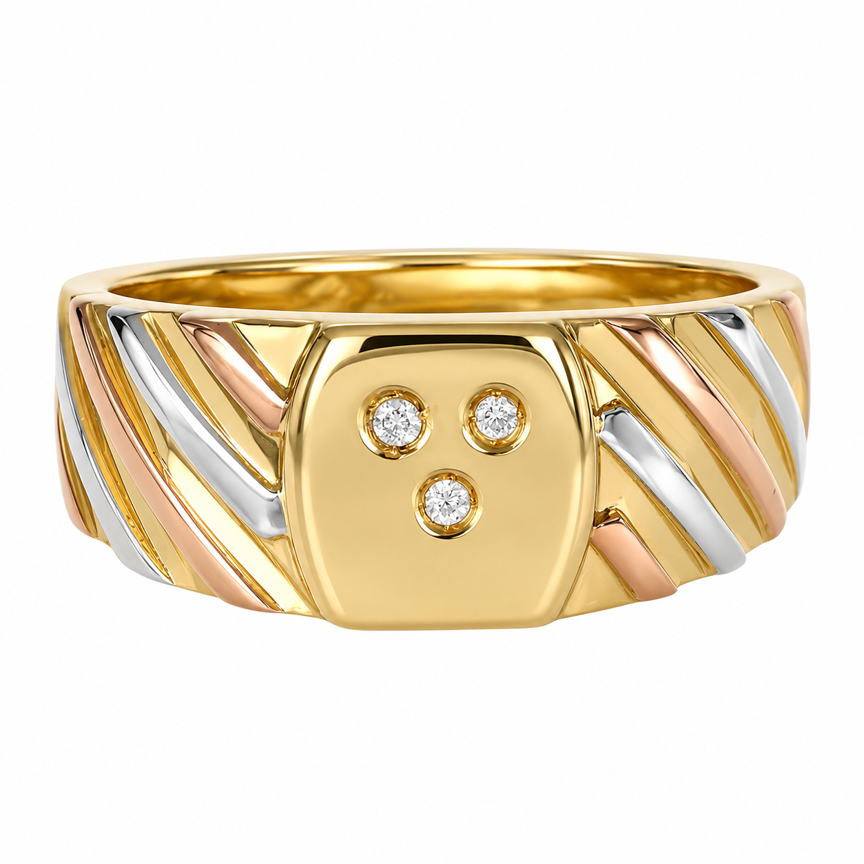Anello - 18 carati Oro bianco, Oro giallo, Oro rosa - 0.03ct. tw. Diamante (Naturale) - Made in Italy - Handmade