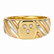 Anello - 18 carati Oro bianco, Oro giallo, Oro rosa - 0.03ct. tw. Diamante (Naturale) - Made in Italy - Handmade
