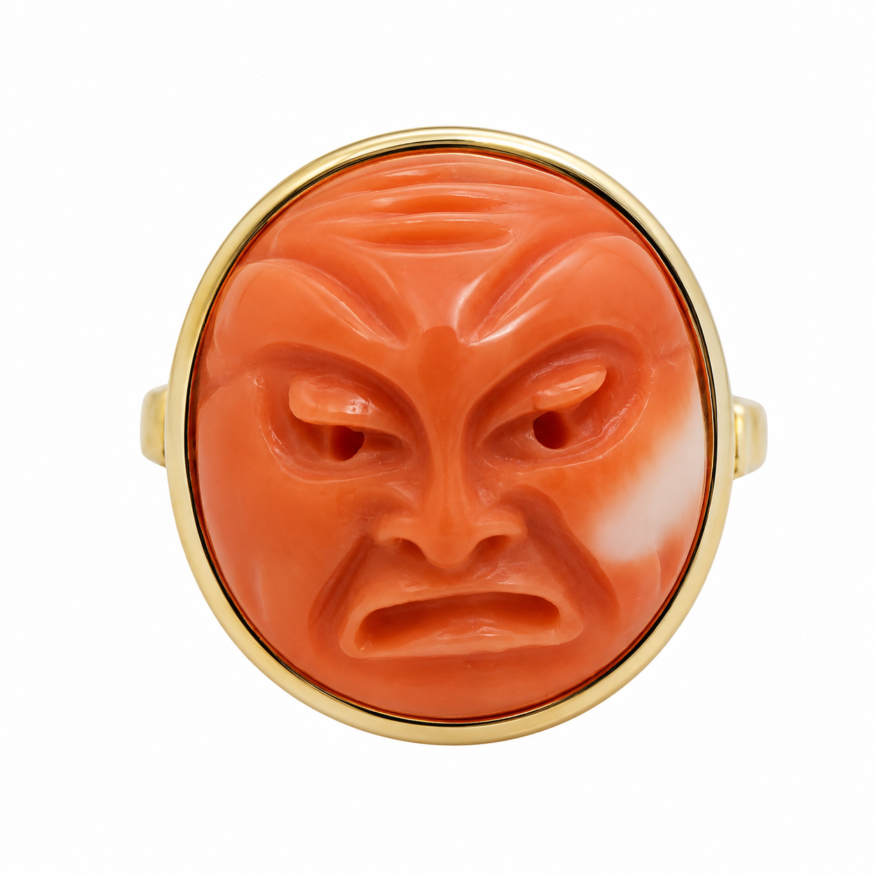 Anello - 18 carati Oro giallo Corallo - Made in Italy - Handmade