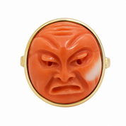 Anello - 18 carati Oro giallo Corallo - Made in Italy - Handmade