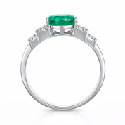 Anello - 18 carati Oro bianco - 2.15ct. tw. Smeraldo - Diamante