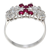 Anello - 18 carati Oro bianco - 0.64ct. tw. Diamante (Naturale) - Rubino