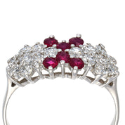 Anello - 18 carati Oro bianco - 0.64ct. tw. Diamante (Naturale) - Rubino