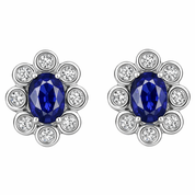 Orecchini - 18 carati Oro bianco - 2.16ct. tw. Zaffiro - Diamante