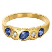 Anello - 18 carati Oro giallo - 0.47ct. tw. Zaffiro - Diamante