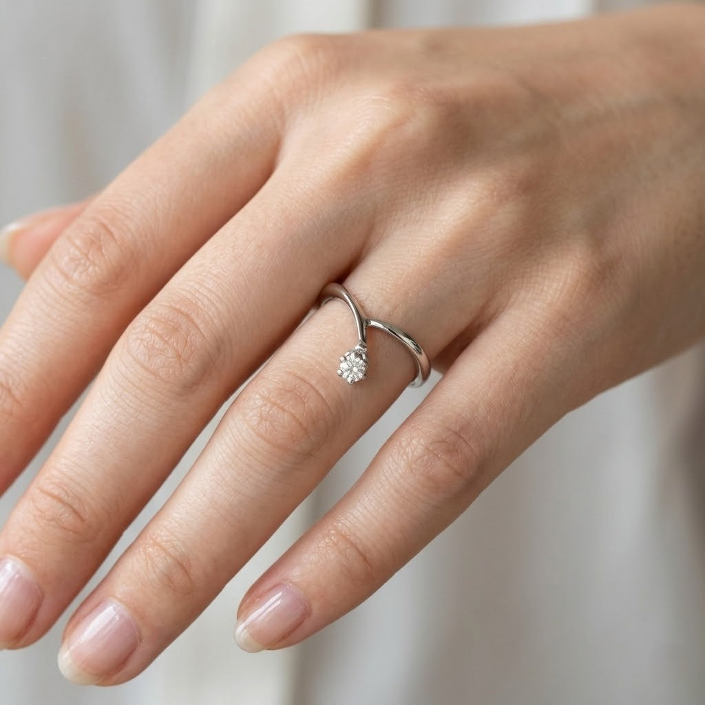 Anello - 18 carati Oro bianco - 0.10ct. tw. Diamante (Naturale)