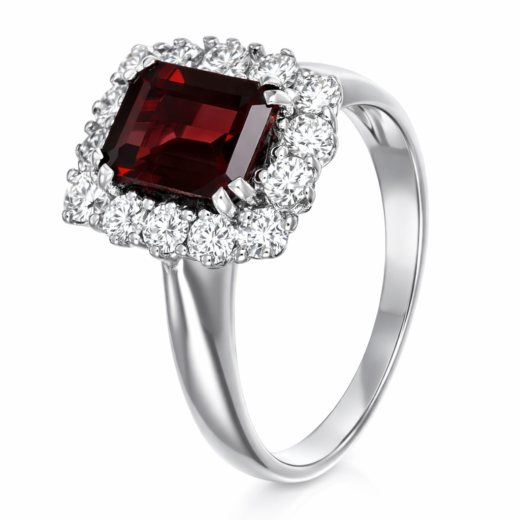 Anello - 18 carati Oro bianco - 2.55ct. tw. Rodolite - Diamante