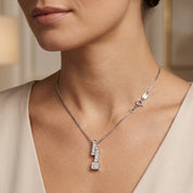 Collana con ciondolo - 18 carati Oro bianco - 0.09ct. tw. Diamante (Naturale) - Made in Italy -Handmade