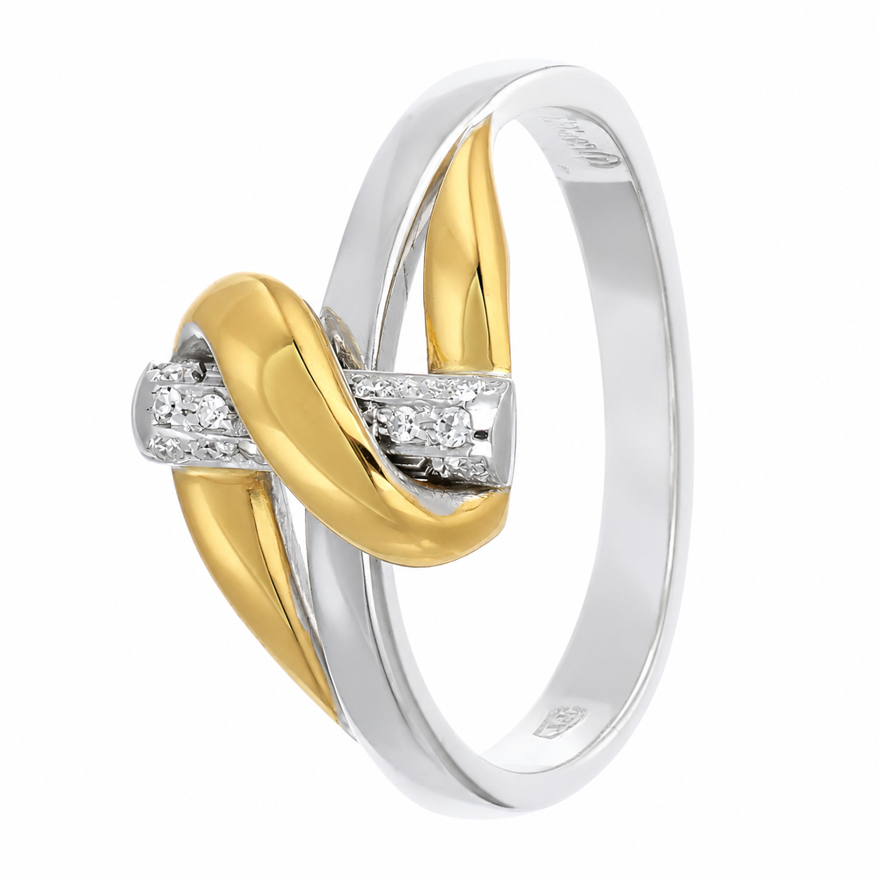 Anello - 18 carati Oro bianco, Oro giallo - 0.04ct. tw. Diamante (Naturale) - Made in Italy - Handmade