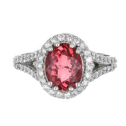 Anello - 18 carati Oro bianco - 2.58ct. tw. Tormalina - Diamante