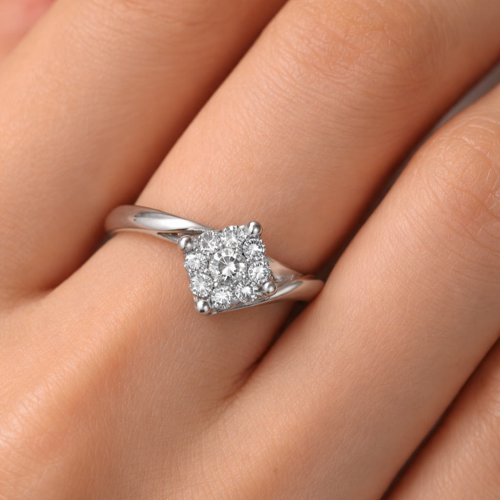 Anello - 18 carati Oro bianco - 0.24ct. tw. Diamante (Naturale)