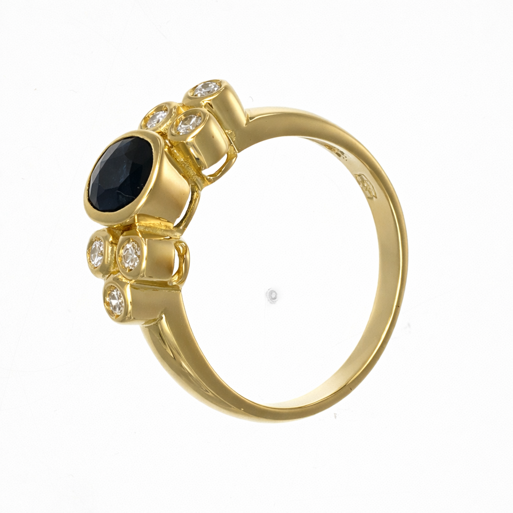 Anello - 18 carati Oro giallo - 0.81ct. tw. Zaffiro - Diamante
