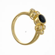 Anello - 18 carati Oro giallo - 0.81ct. tw. Zaffiro - Diamante