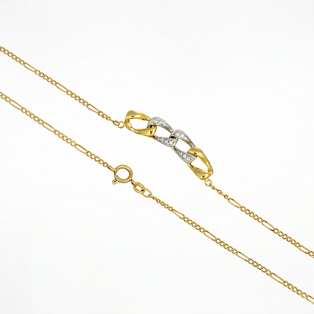 Collana - 18 carati Oro bianco, Oro giallo - 0.12ct. tw. Diamante (Naturale)