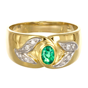 Anello - 18 carati Oro bianco, Oro giallo - 0.42ct. tw. Smeraldo - Diamante