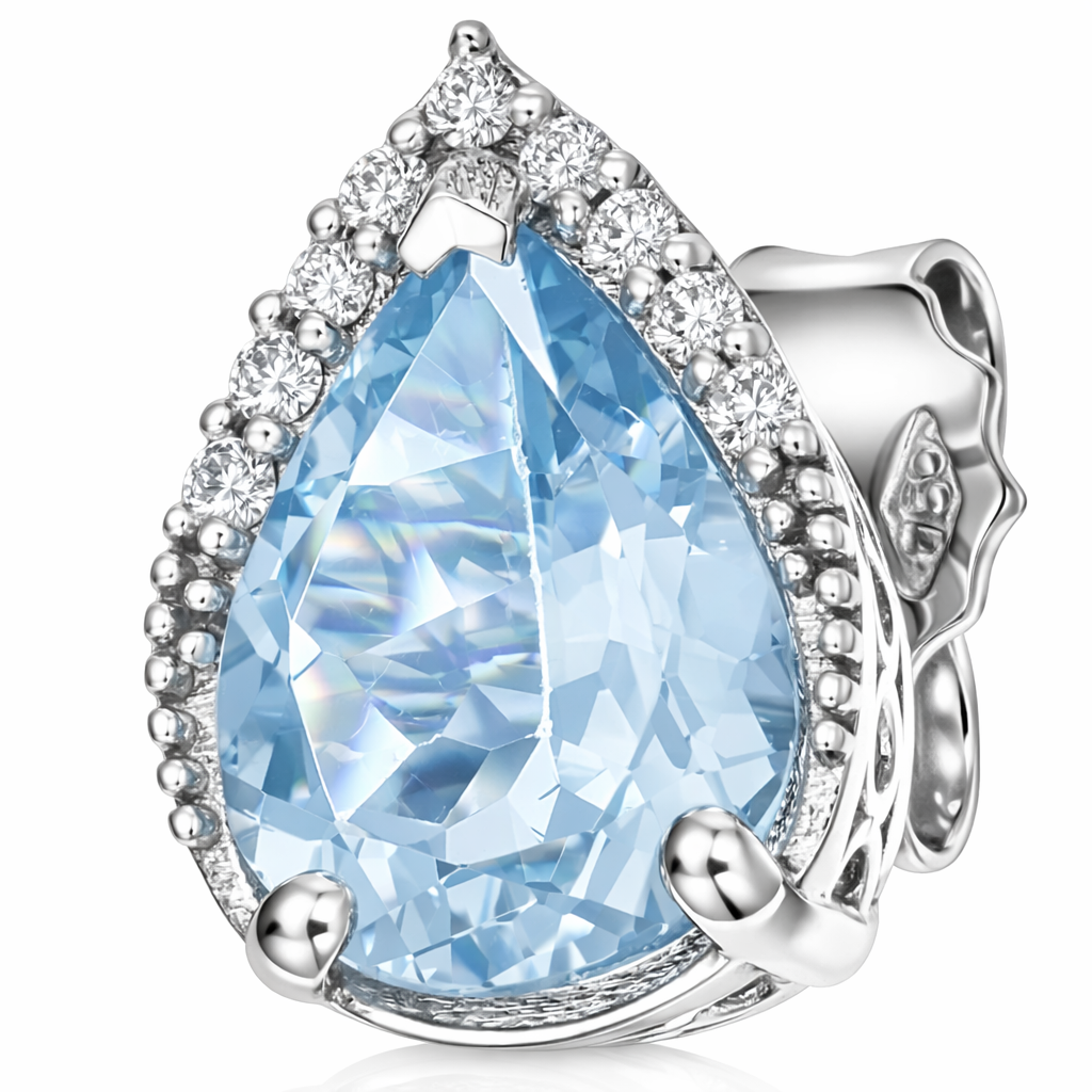 Orecchini - 18 carati Oro bianco - 2.85ct. tw. Acquamarina - Diamante