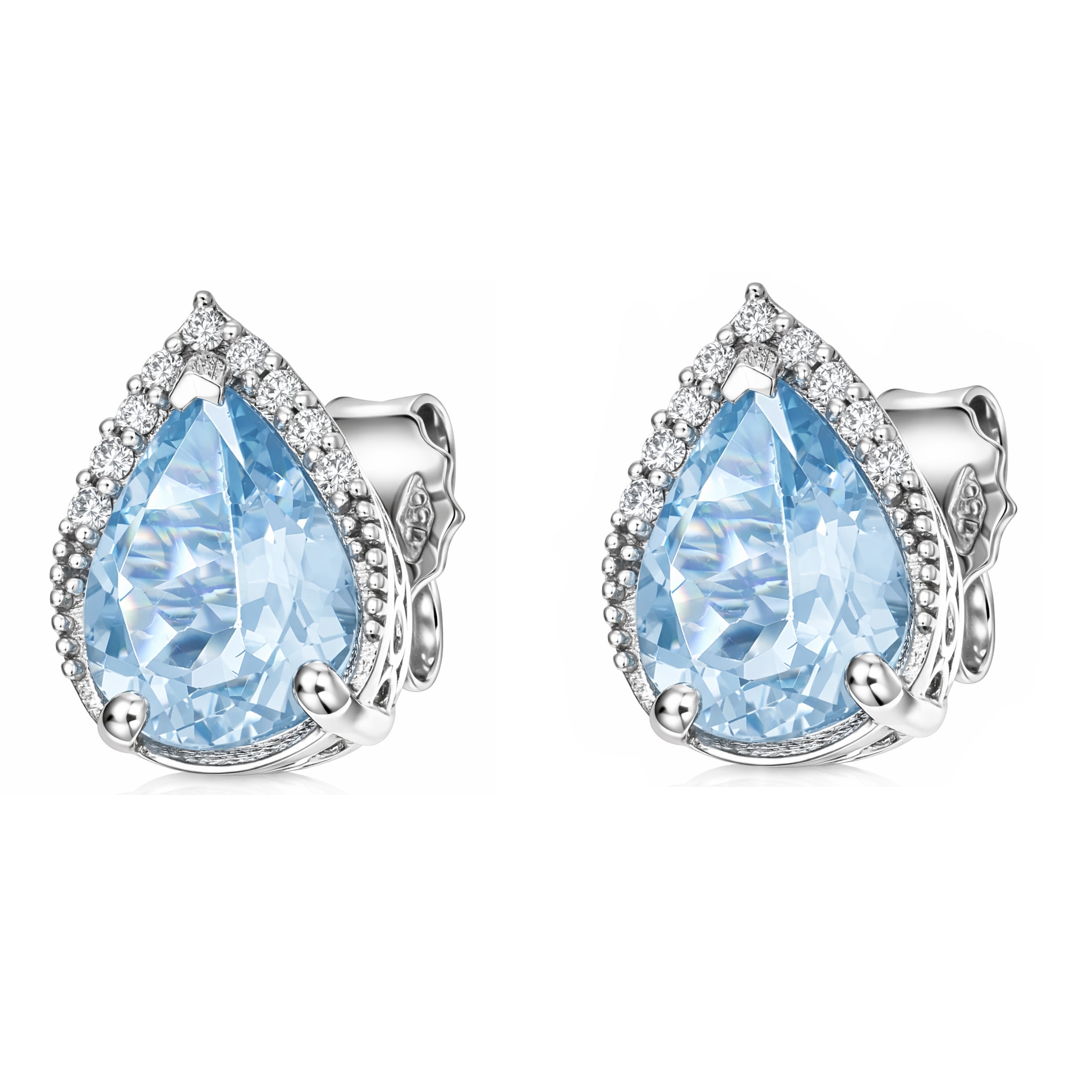 Orecchini - 18 carati Oro bianco - 2.85ct. tw. Acquamarina - Diamante