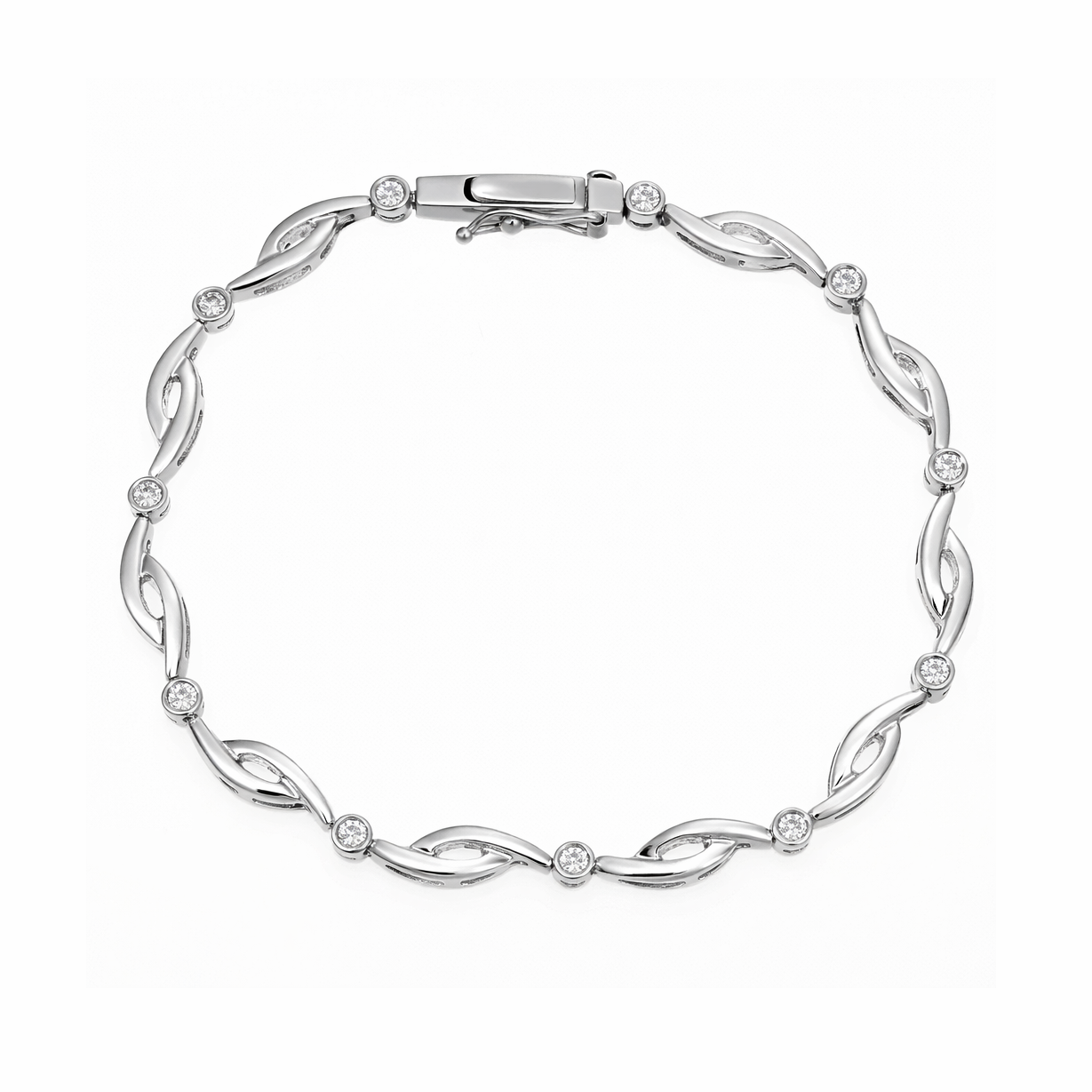 Bracciale in Oro Bianco 18 carati - zirconi