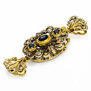 Chiusura per collana - 18 carati Oro giallo, Argento - 0.96ct. tw. Zaffiro - Diamante