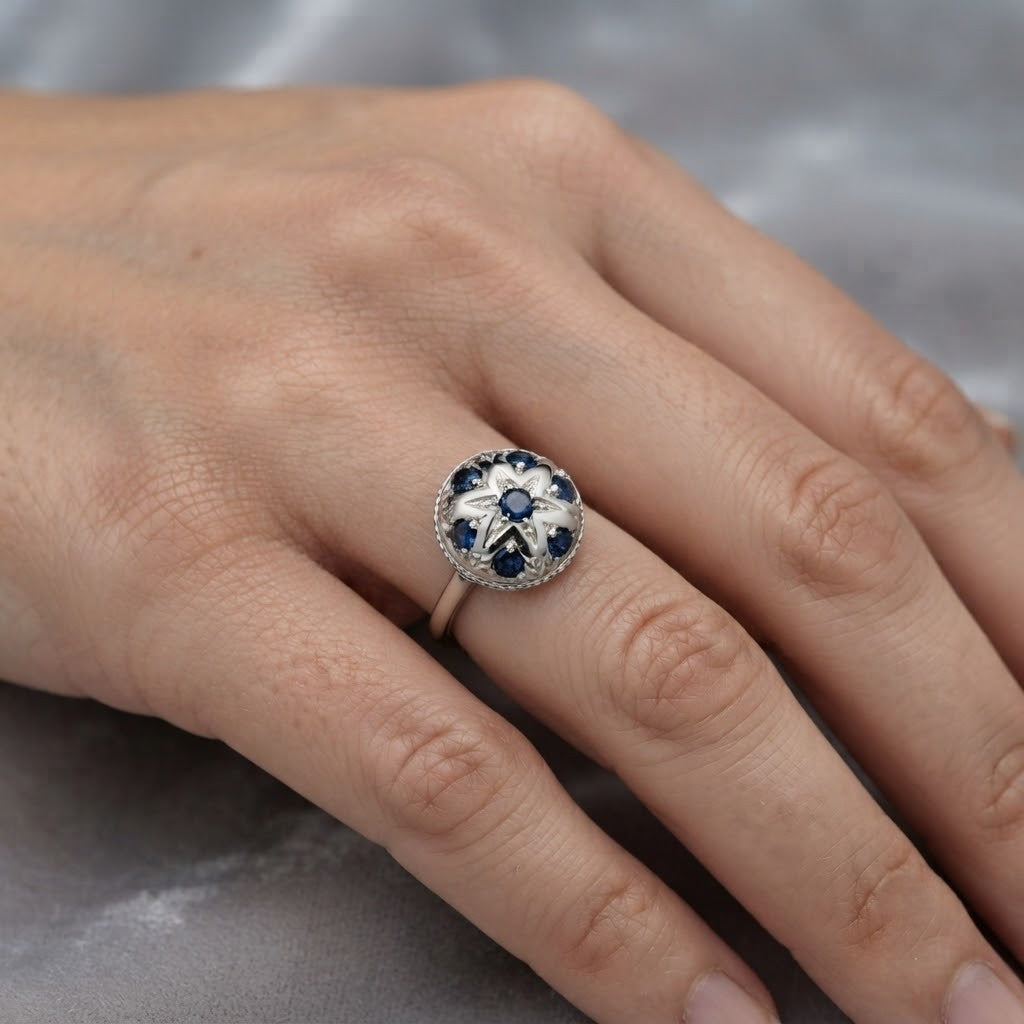 Anello - 18 carati Oro bianco - 0.70ct. tw. Zaffiro - Made in Italy - Handmade