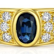 Anello - 18 carati Oro giallo - 0.98ct. tw. Zaffiro - Diamante