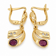 Orecchini - 18 carati Oro giallo - 0.64ct. tw. Diamante (Naturale) - Rubino - Made in Italy - HandMade