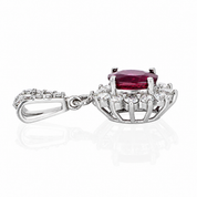 Ciondolo - 14 carati Oro bianco - 1.41ct. tw. Rubino - Diamante - Handmade - Made in Italy