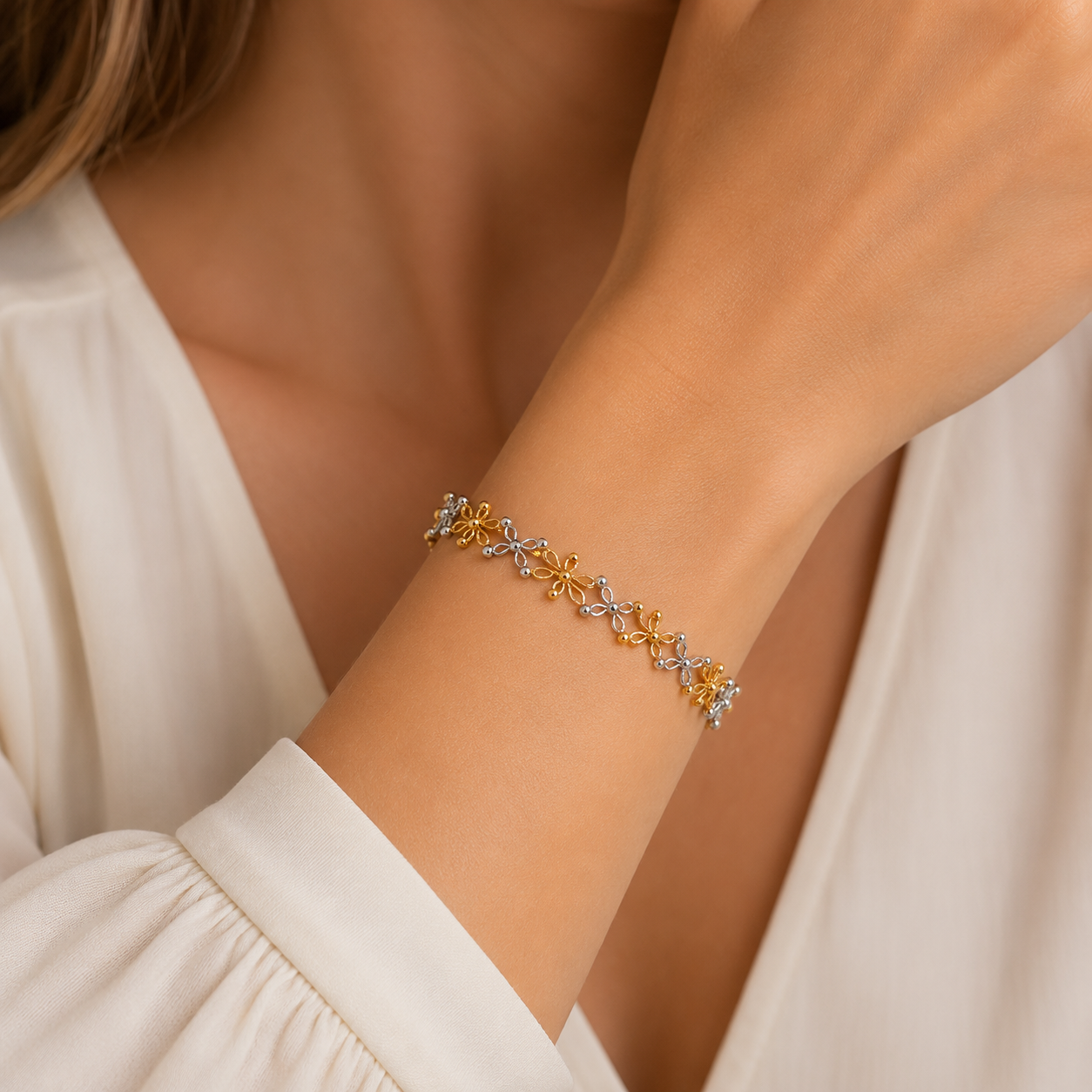 Bracciale - 18 carati Oro giallo, Oro bianco - Made in Italy - Anello