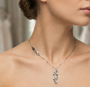 Parure Collana con ciondolo e orecchini - 18 carati Oro bianco - 0.33ct. tw. Diamante (Naturale) - Made in Italy - Handmade