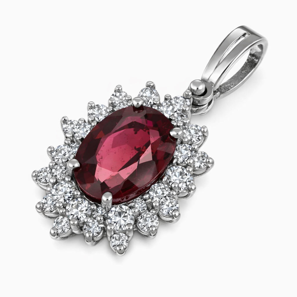 Ciondolo - 18 carati Oro bianco - 1.60ct. tw. Tormalina - Diamante