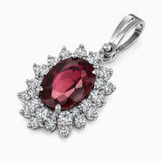 Ciondolo - 18 carati Oro bianco - 1.60ct. tw. Tormalina - Diamante