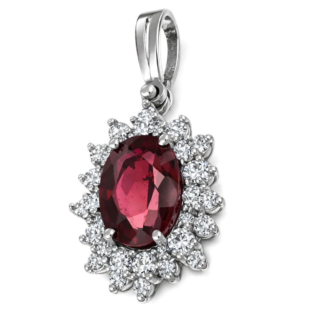 Ciondolo - 18 carati Oro bianco - 1.60ct. tw. Tormalina - Diamante