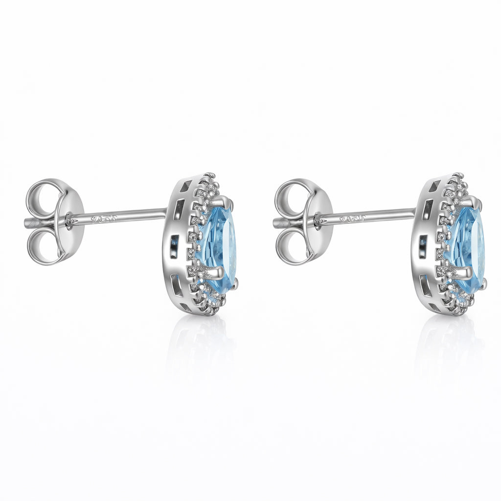 Orecchini - 18 carati Oro bianco - 1.17ct. tw. Acquamarina - Diamante