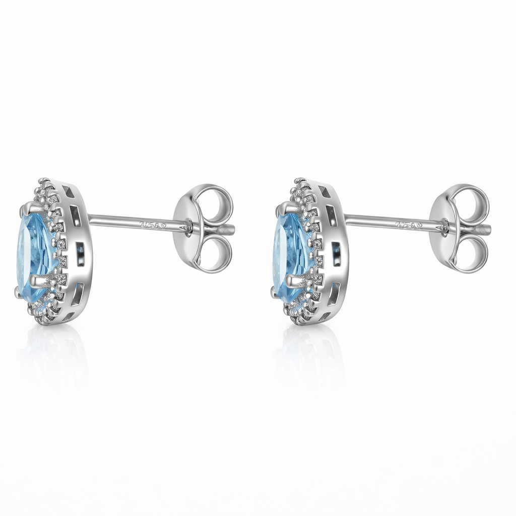 Orecchini - 18 carati Oro bianco - 1.17ct. tw. Acquamarina - Diamante
