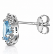 Orecchini - 18 carati Oro bianco - 1.17ct. tw. Acquamarina - Diamante