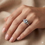 Anello - 18 carati Oro bianco - 1.39ct. tw. Acquamarina - Diamante