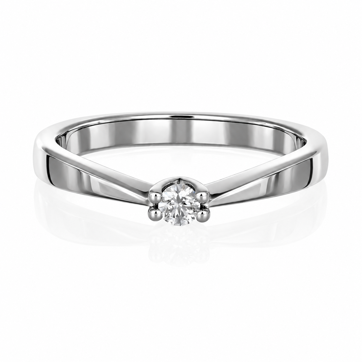 Anello - 18 carati Oro bianco - 0.10ct. tw. Diamante (Naturale)