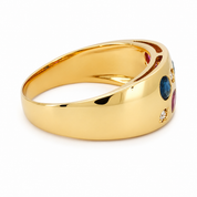 Anello - 18 carati Oro giallo, Rubino - Zaffiro - Smeraldo - Diamanti - 0.60ct. tw. - Made in Italy - Handmade