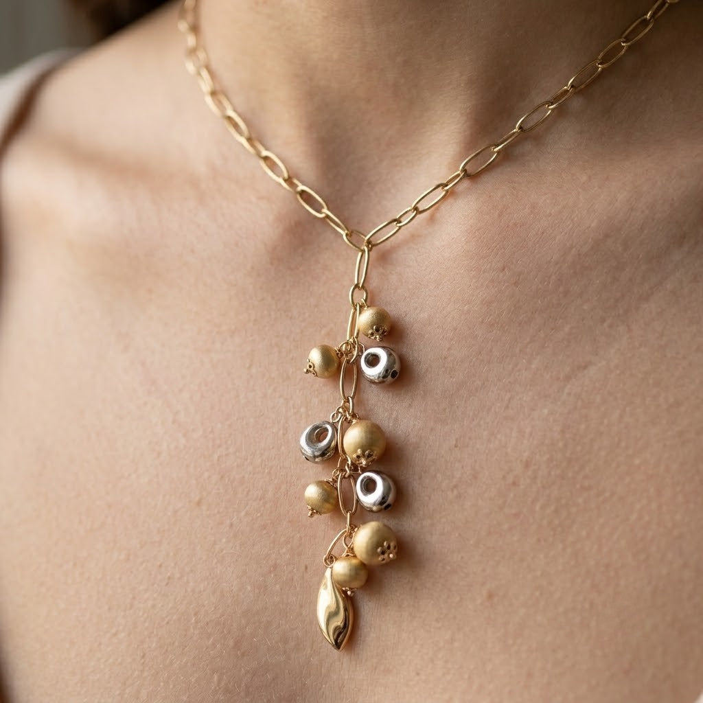 Collana con ciondolo - 18 carati Oro giallo, Oro bianco - Made in Italy - Handmade