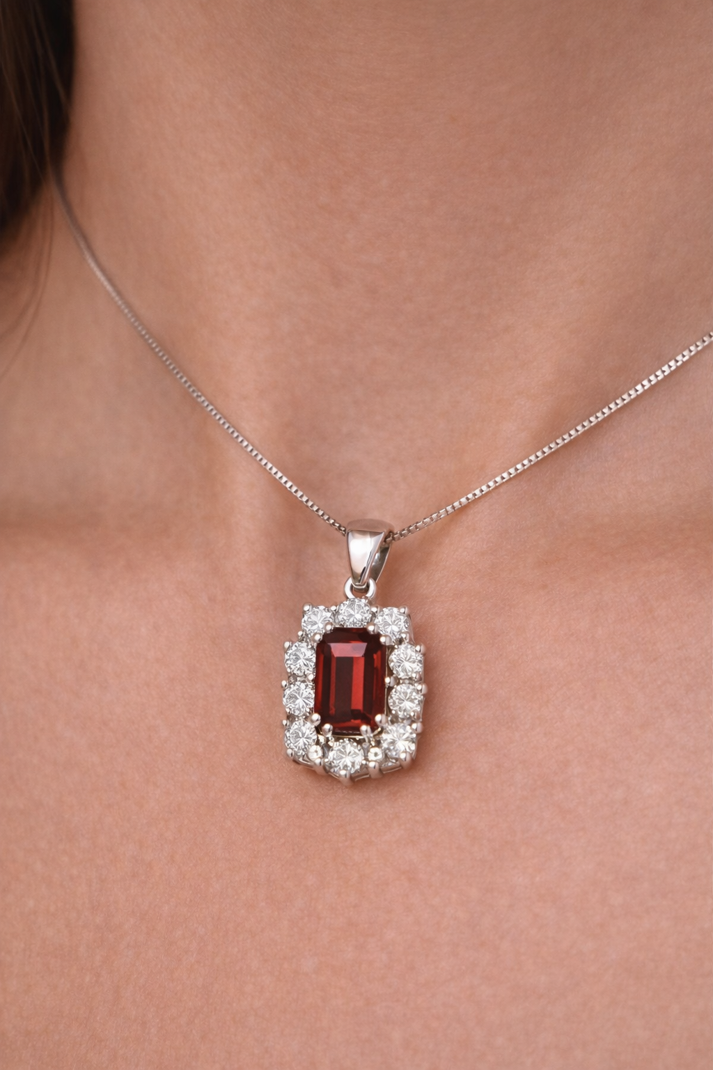 Collana con ciondolo - 18 carati Oro bianco - 1.44ct. tw. Tormalina - Diamante