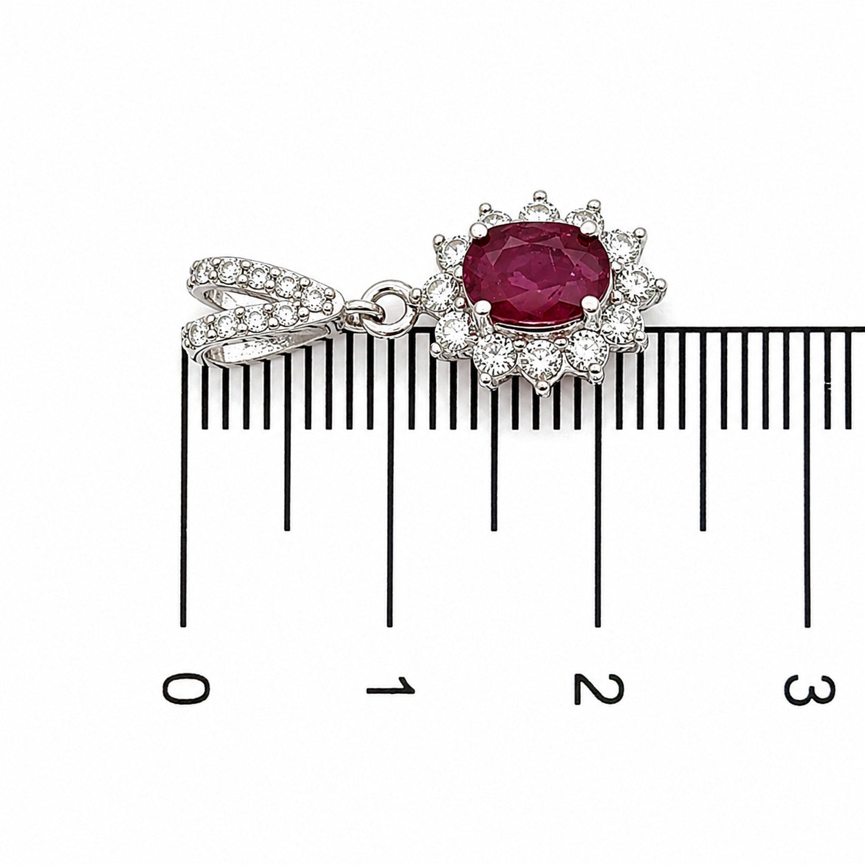 Ciondolo - 14 carati Oro bianco - 1.41ct. tw. Rubino - Diamante - Handmade - Made in Italy
