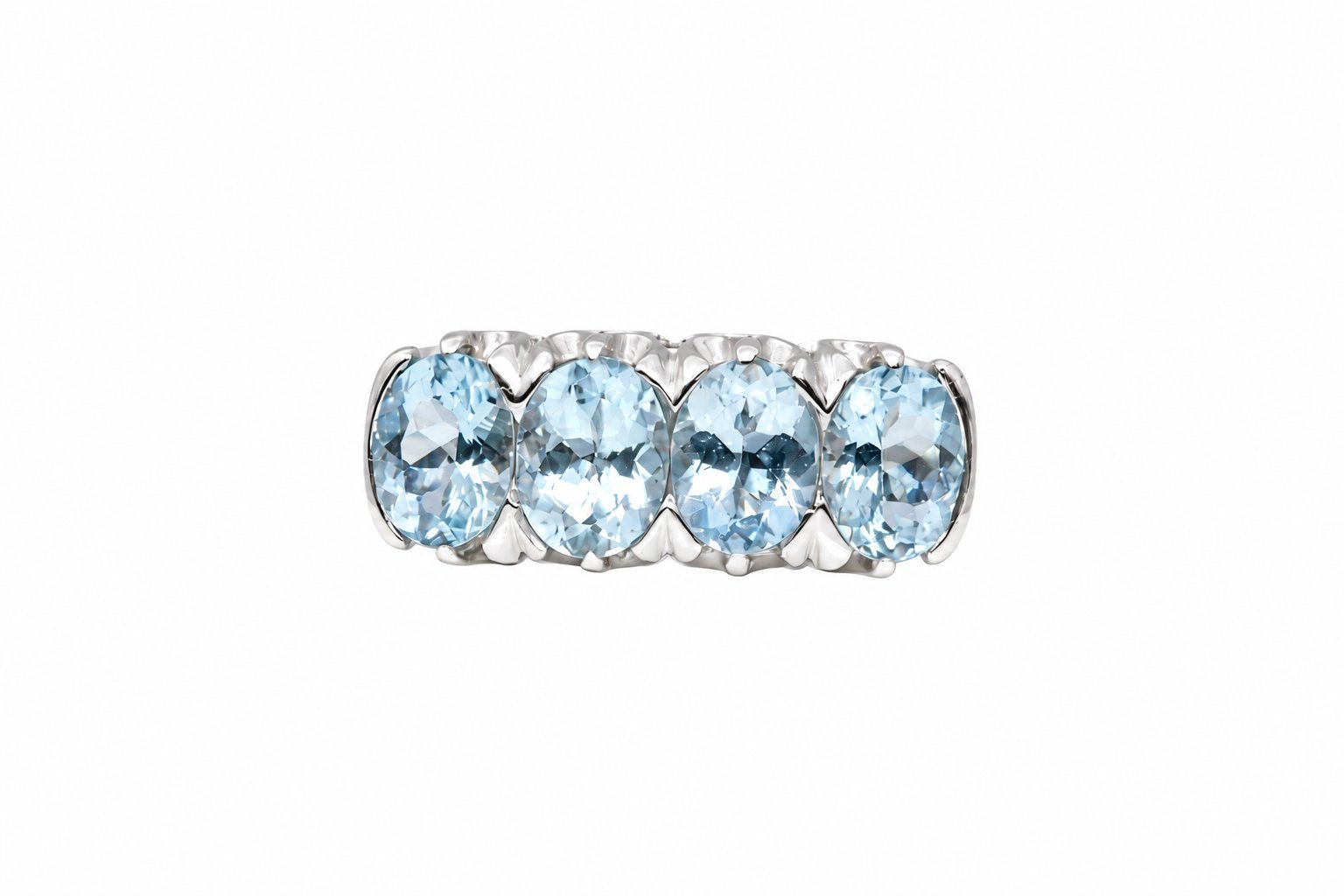 Anello - 18 carati Oro bianco - 5.00ct. tw. Acquamarina