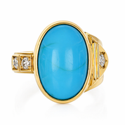 Anello - 18 carati Oro giallo - 10.42ct. tw. Turchese - Diamante