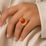 Anello - 18 carati Oro giallo Corallo